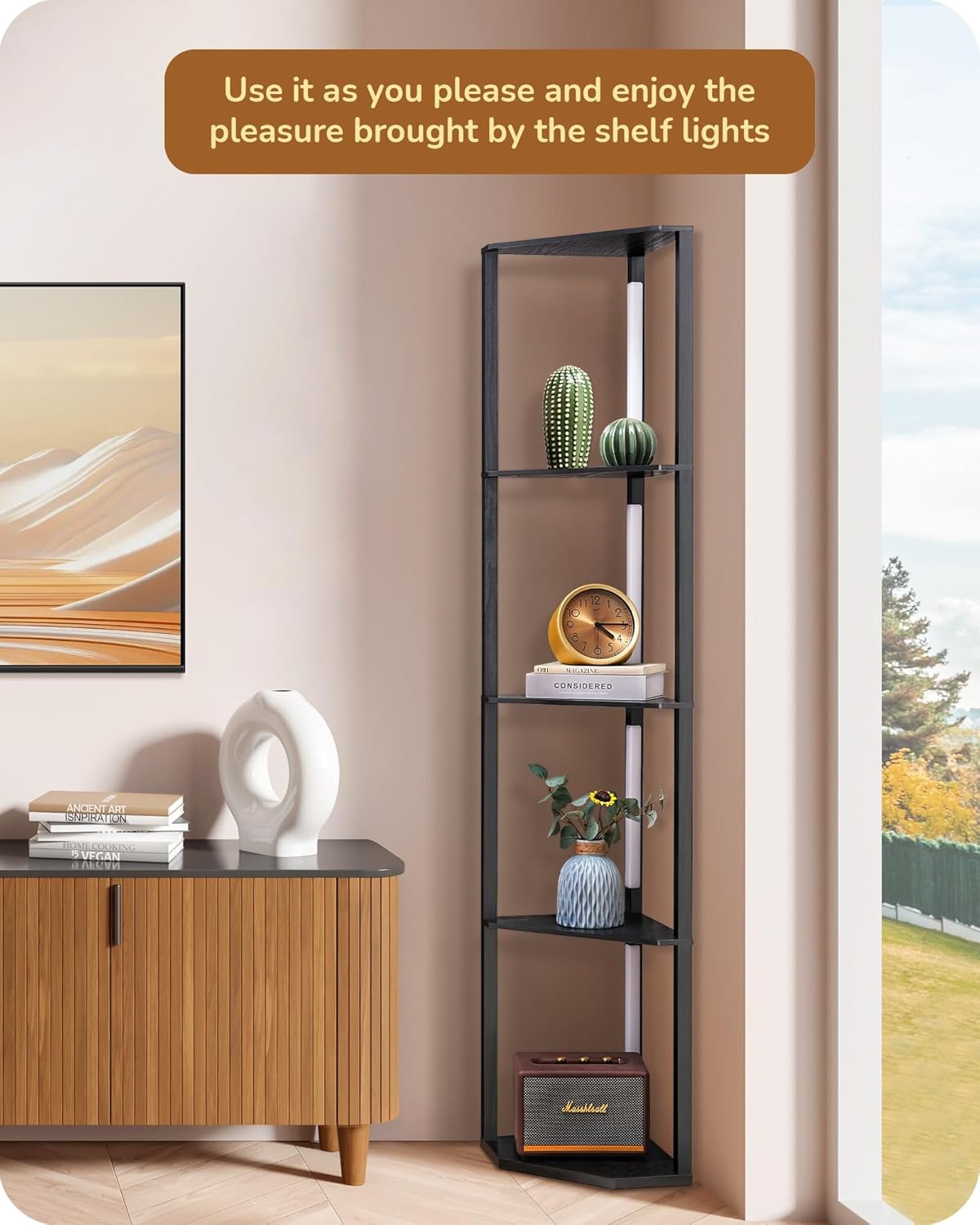 LED Floor Lamp with Shelves Dimmable Standing Light Storage Display Unit