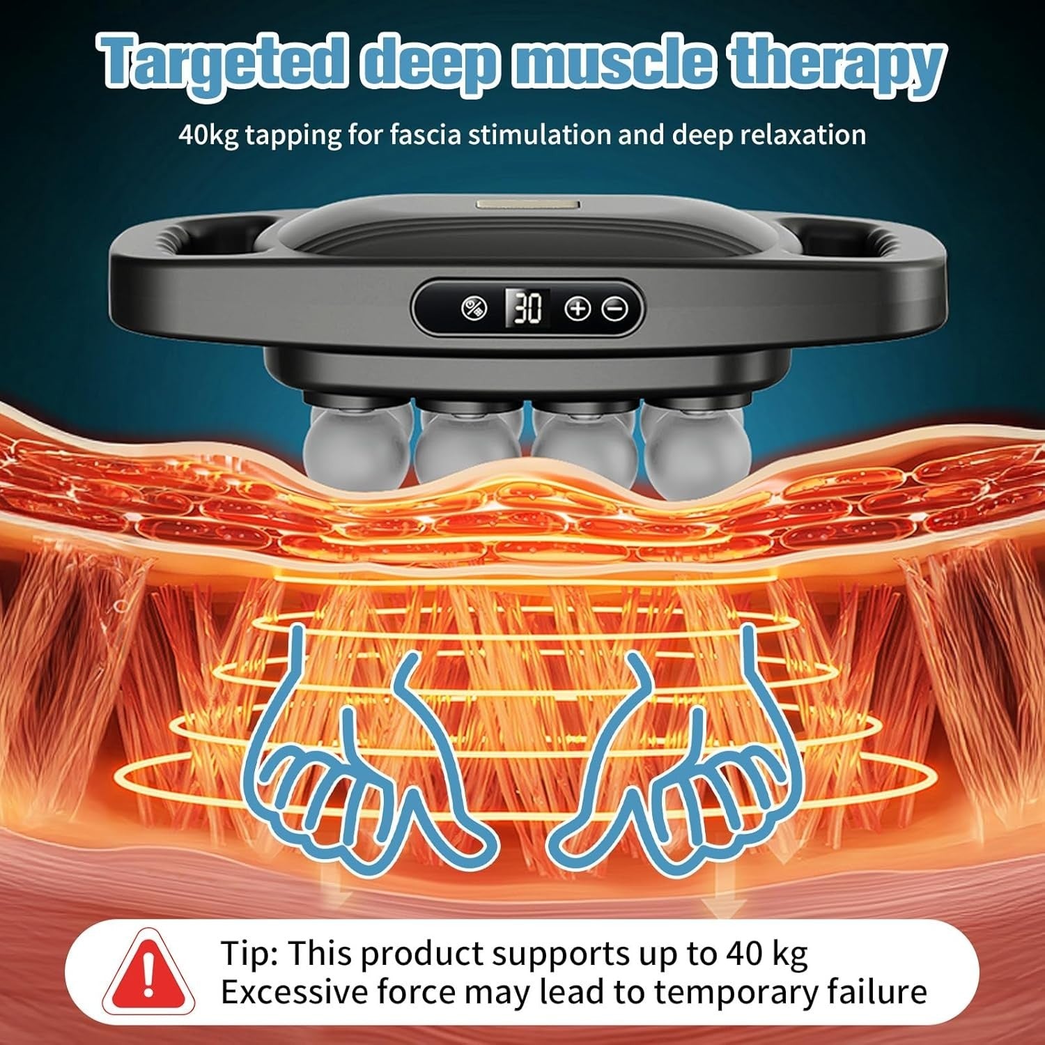8 Head Deep Tissue Massage Gun 30 Levels 16 Speed Muscle Pain Relief