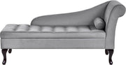 Grey Velvet Storage Chaise Lounge Right-Hand Sofa Seat 133cm Retro Style