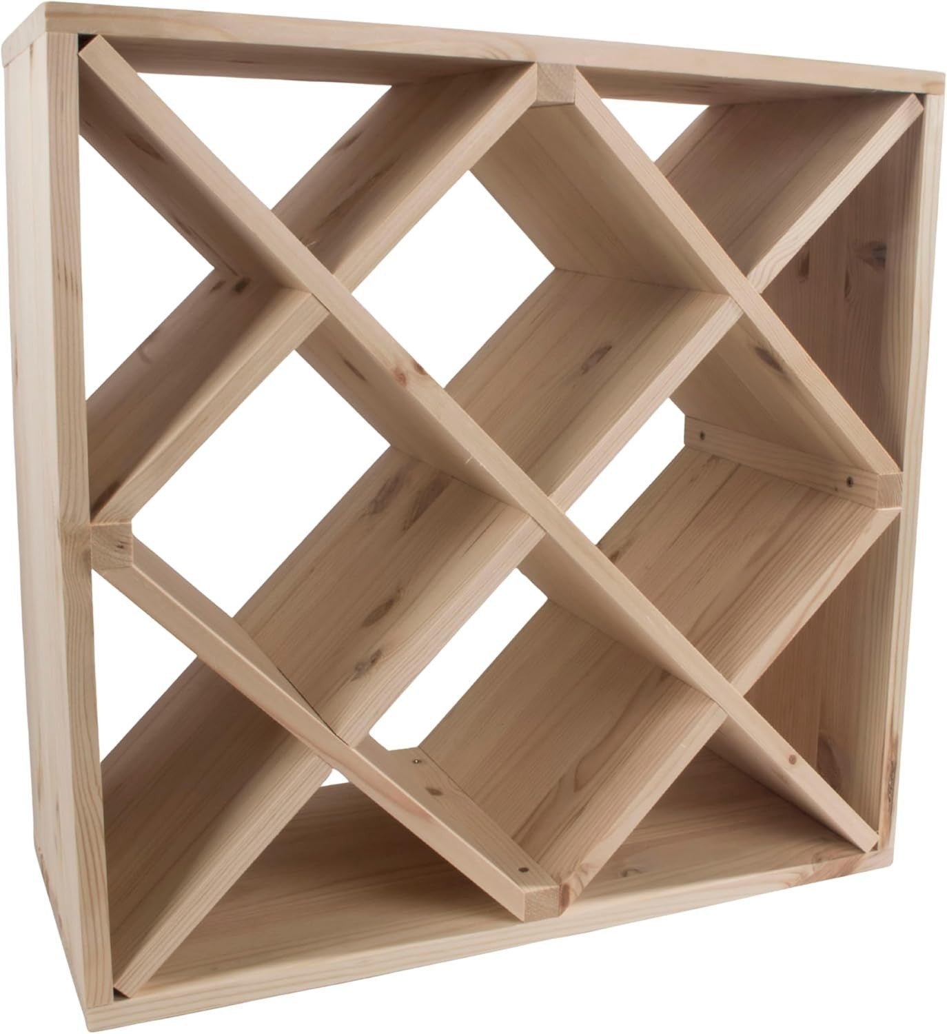 24 Bottle Wooden Wine Rack Cube Storage Stand | Freestanding Pine Display Unit