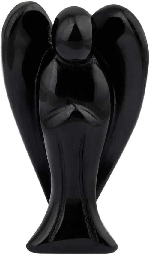 Black Obsidian 3" Guardian Angel Crystal Figurine Healing Protection Gift Decor