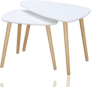 White Nesting Coffee Table Set 2 Side Tables Living Room Bedroom Space Saving