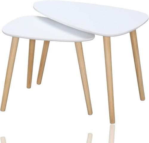 White Nesting Coffee Table Set 2 Side Tables Living Room Bedroom Space Saving