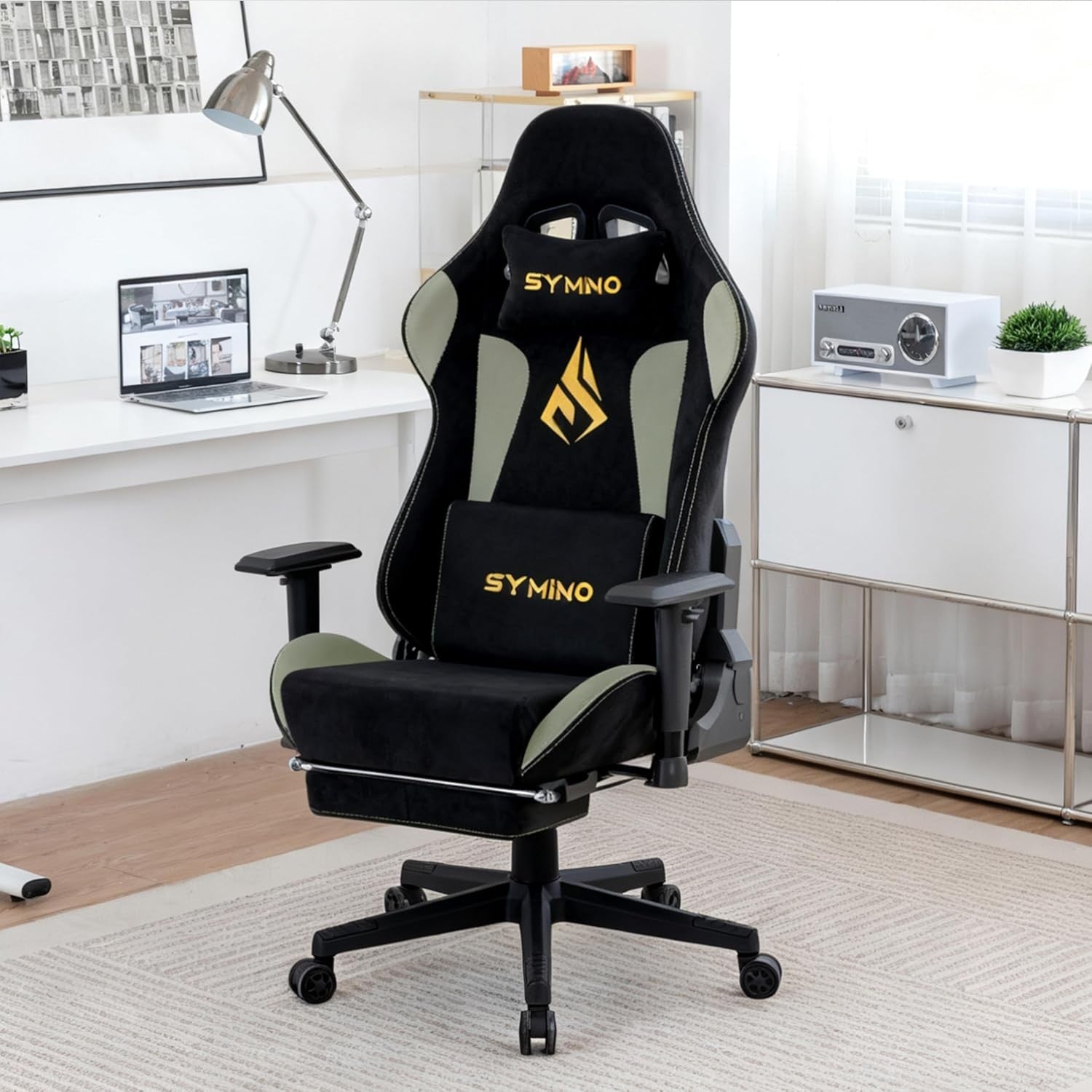 Ergonomic Gaming Chair with Footrest & Lumbar Support – Adjustable Computer Seat