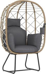 Rattan Egg Chair Outdoor Indoor Standing Wicker Lounge Chair with Cushion