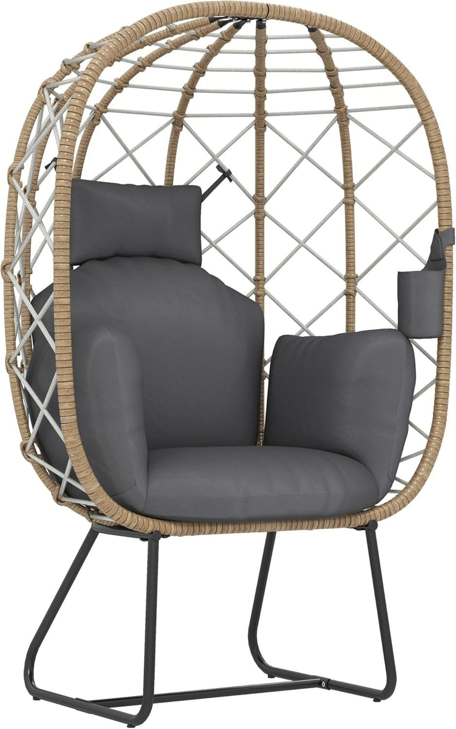Rattan Egg Chair Outdoor Indoor Standing Wicker Lounge Chair with Cushion