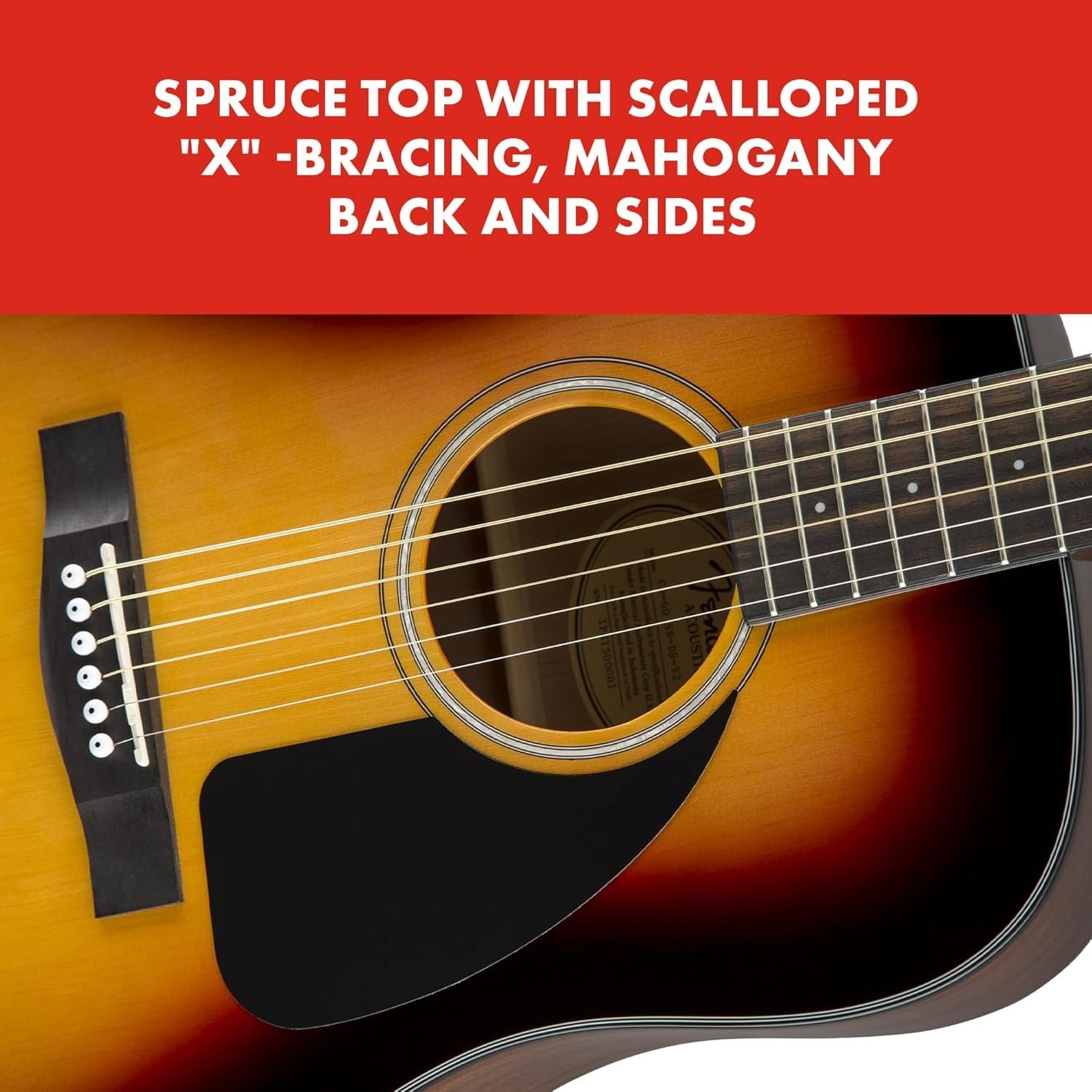 Dreadnought Acoustic Guitar Sunburst Spruce Top Walnut Fretboard