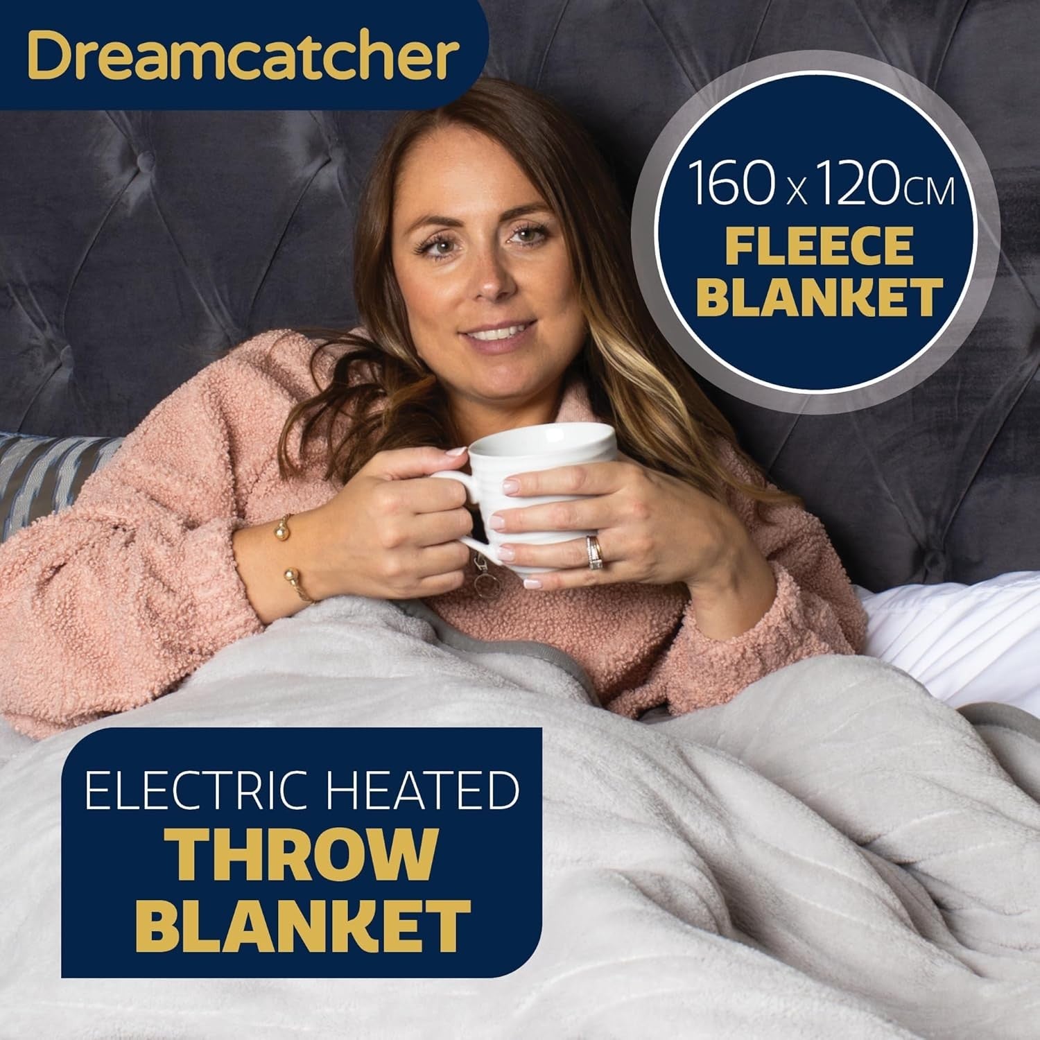 Electric Heated Throw Blanket 160x120cm Soft Fleece 9 Timer