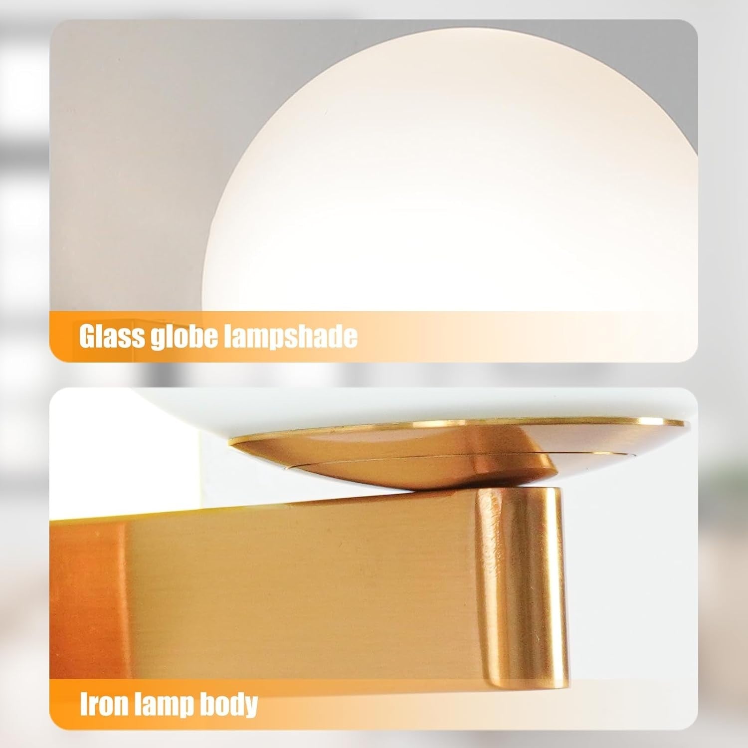 Modern Glass Globe Wall Light, Minimalist LED Sconce for Bedroom