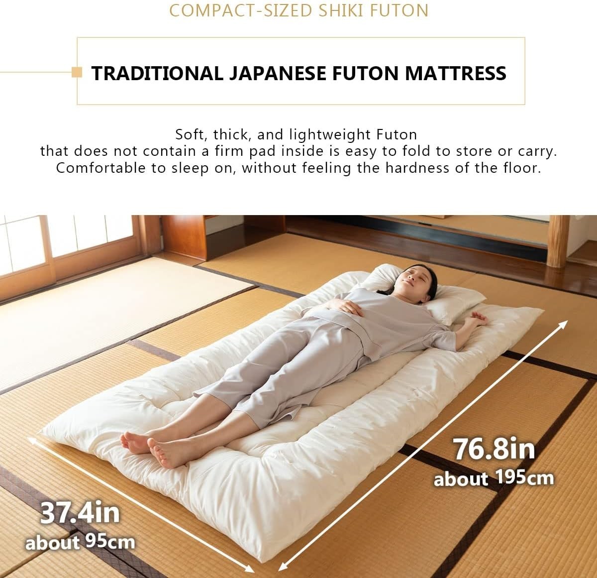 Foldable Japanese Futon Mattress Set Single Tatami Guest Bed Compact