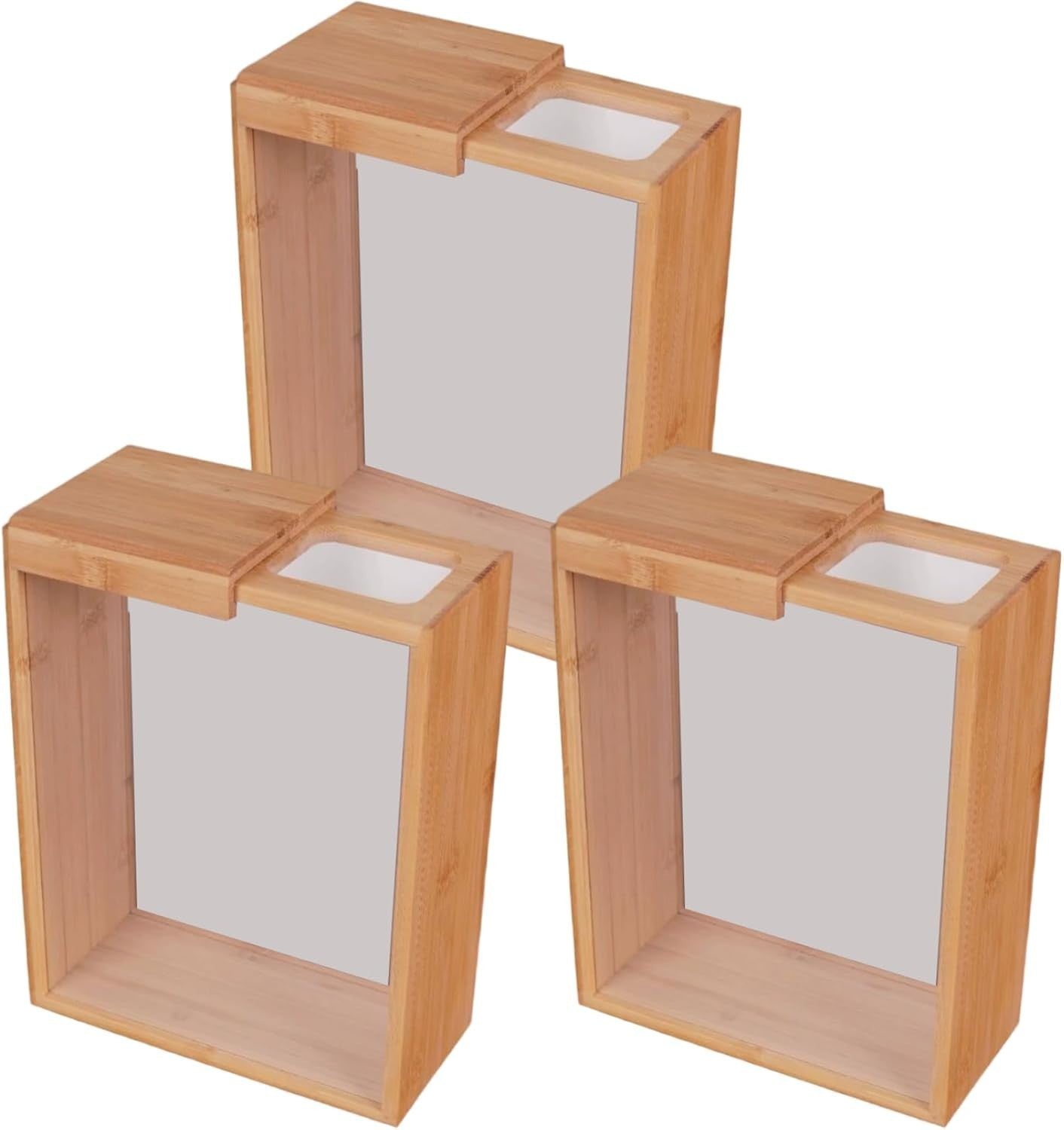 3PCS 3L Airtight Cereal Storage Containers Wooden Lid