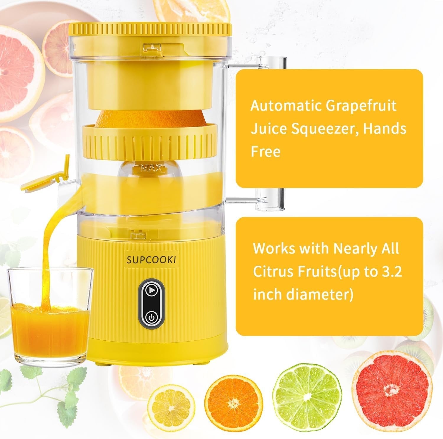 Cordless Electric Citrus Juicer USB Rechargeable Touch Control Portable
