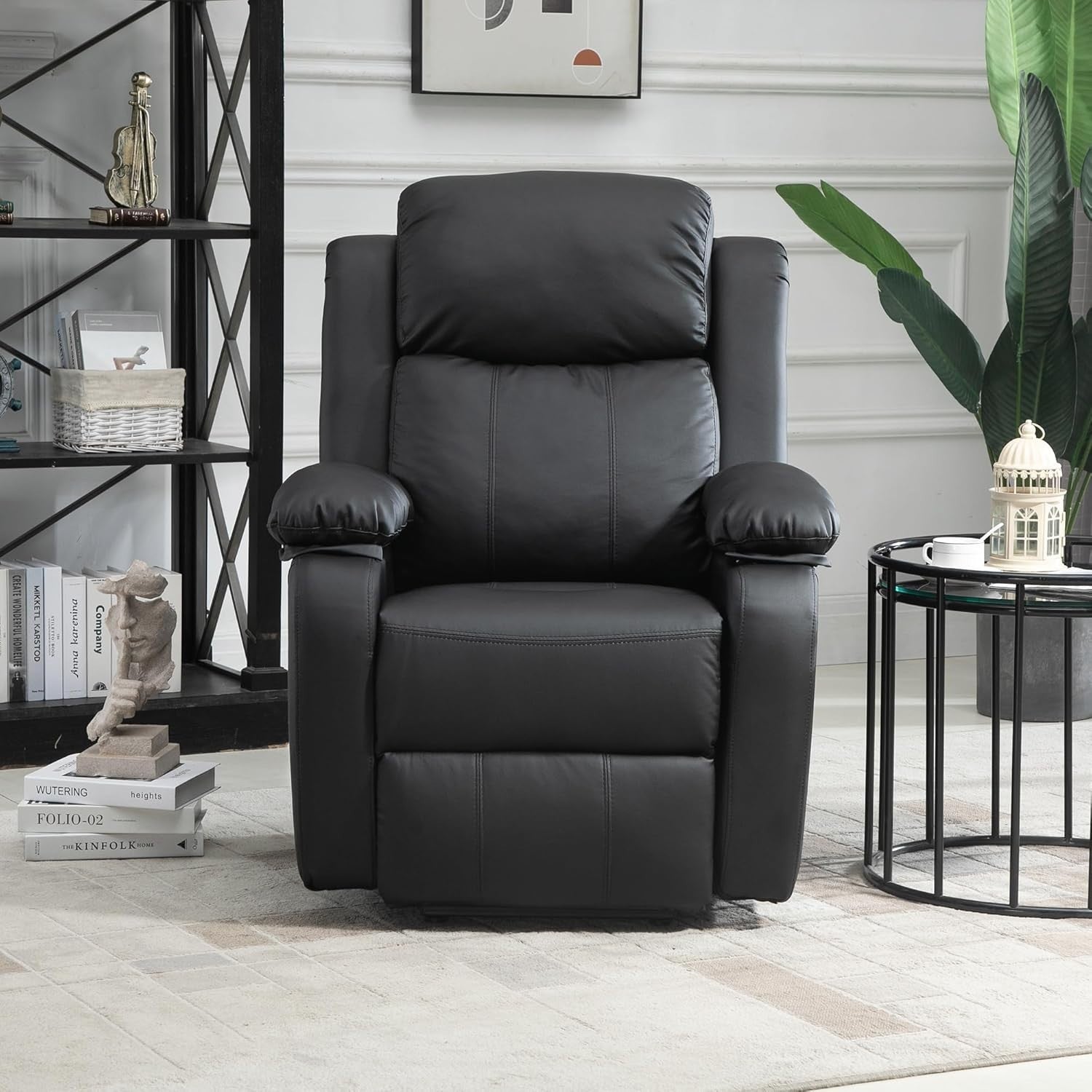 Power Lift Recliner Chair Massage Heat 160° Recline Footrest Side Pockets Black