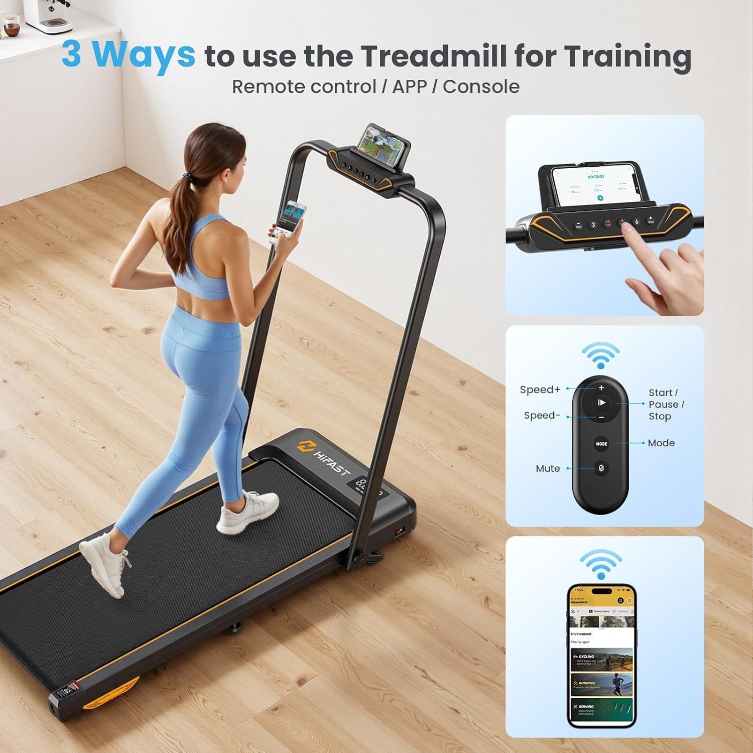 Foldable Walking Pad Treadmill 8% Incline 1-12km/h Quiet Home Gym
