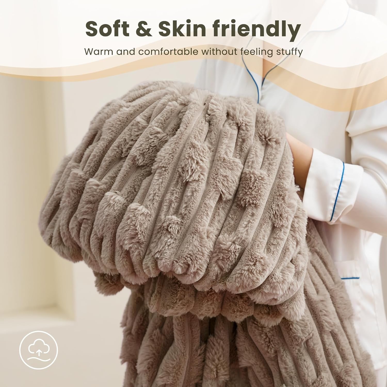 Electric Heated Throw Blanket 6 Heat Settings Auto Off Soft Fleece 130x180cm