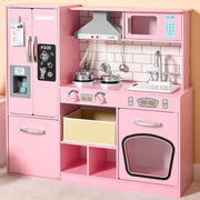Large Wooden Kids Play Kitchen w/ Lights Sounds Ice Maker Pink