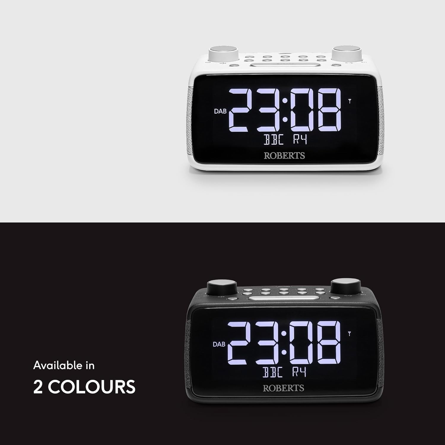 Large DAB Digital Clock Radio Bluetooth White Oversized Display Dual Alarm