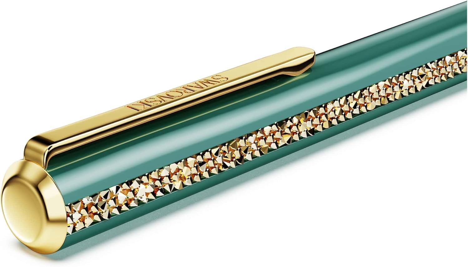 Green Crystal Ballpoint Pen Blue & Black Ink Twist Gift Pouch