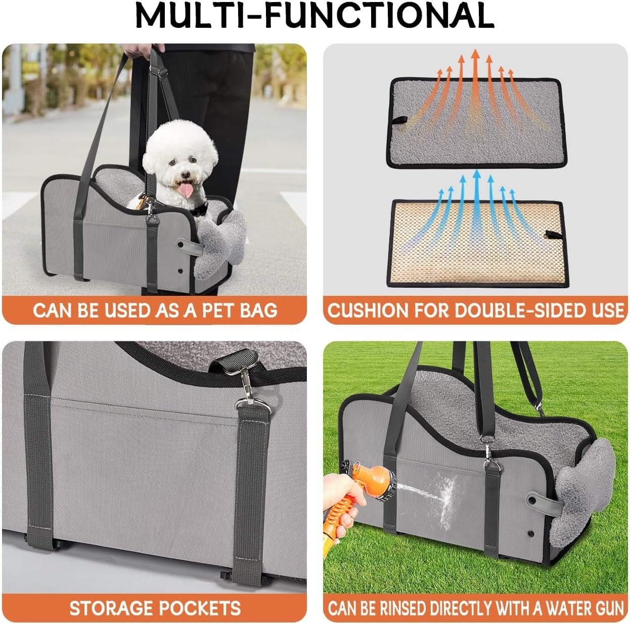 Pet Car Booster Seat Carrier Small Dog Cat Centre Armrest Waterproof