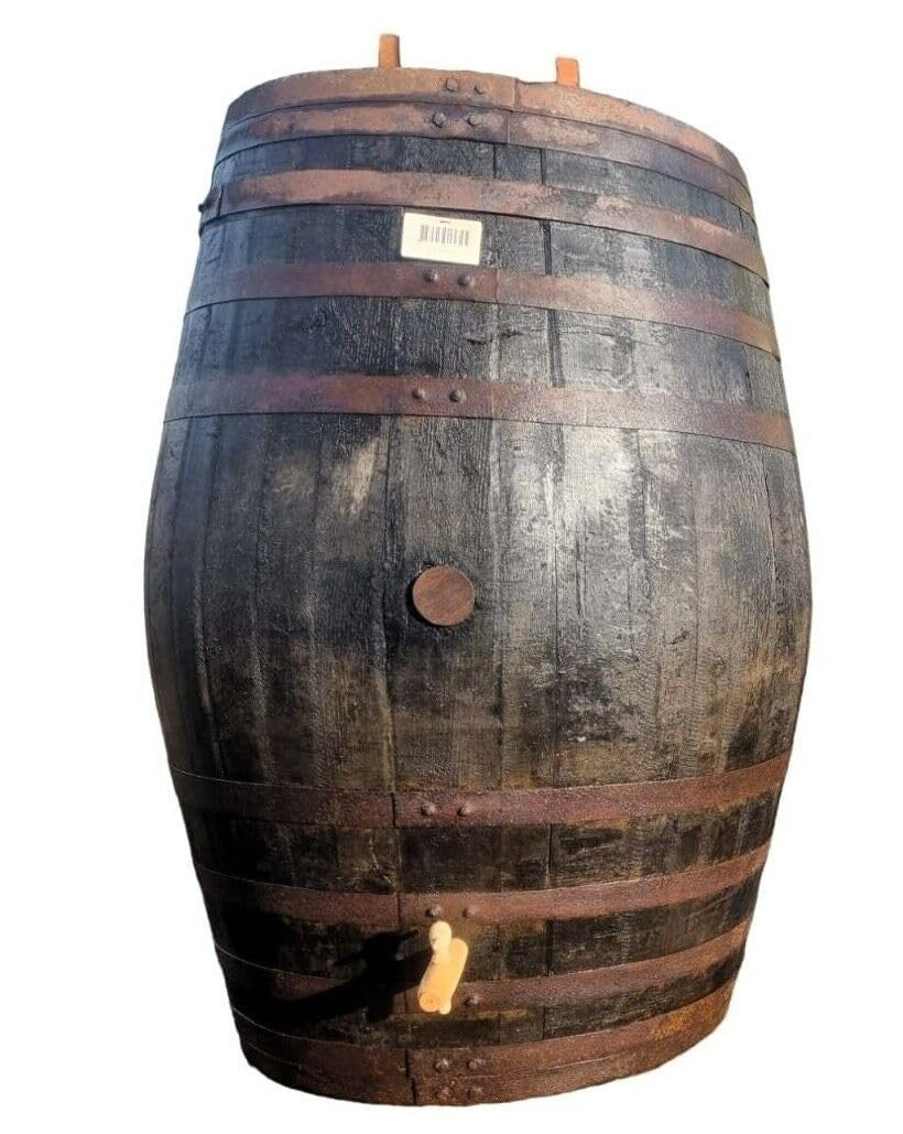 200L Oak Whiskey Barrel Water Butt with Tap, Rustic Garden Rain Collector Small