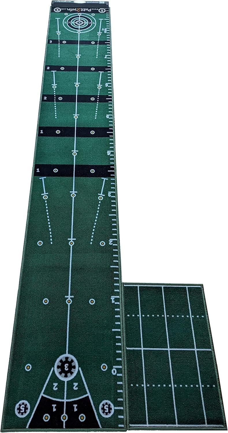 Indoor Golf Putting Mat 10ft Training Green w/ Chipping Game & Targets