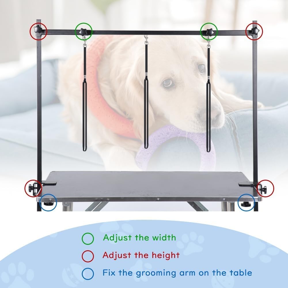 Dog Grooming Arm H Shape Adjustable Clamp 3 Loop Noose Large Small Pets