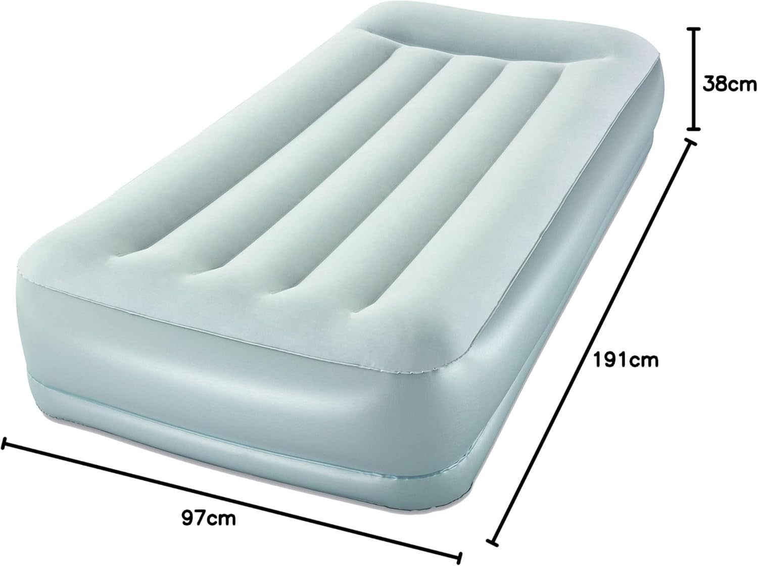 Inflatable Single Airbed with Built-In Pillow & Pump – Camping, Guest Bed