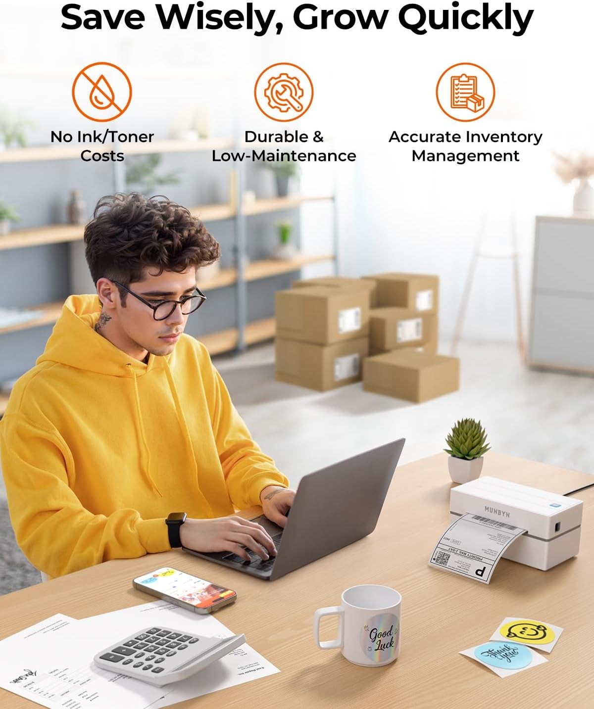 Bluetooth Shipping Label Printer 4x6 Thermal USB White