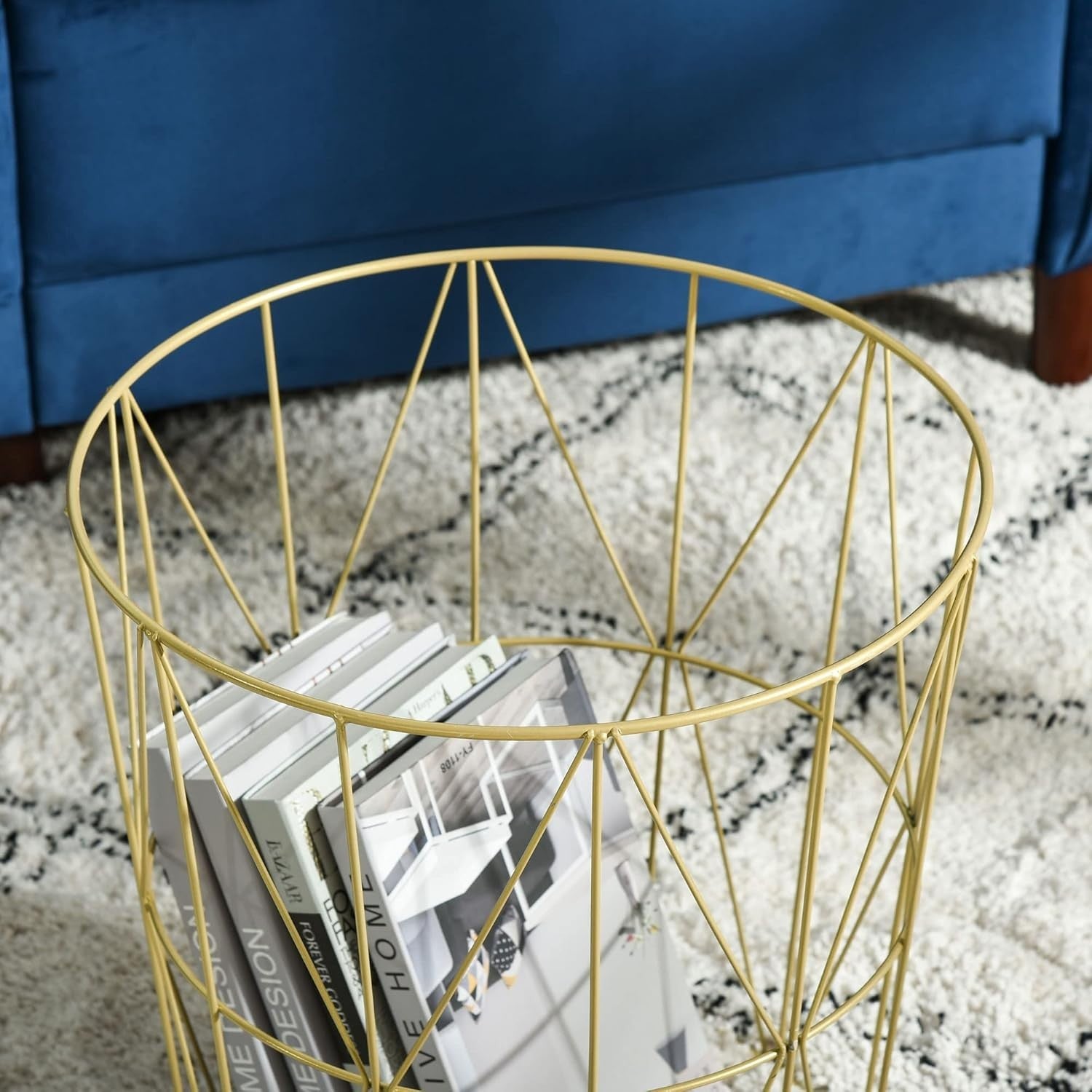 Set of 2 Gold Nesting Side Tables Round Coffee End Table Storage Marble Effect