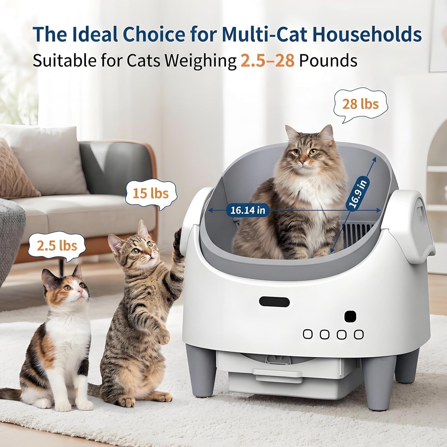 Self Cleaning Cat Litter Box APP Monitor Auto Open Top Multi Cat