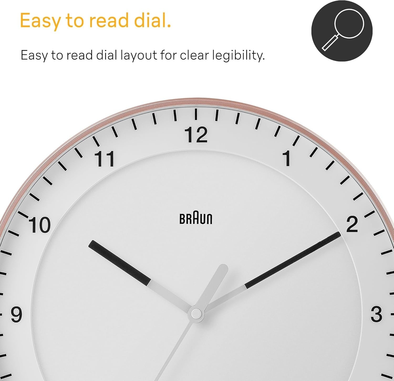 30cm Silent Sweep Wall Clock Modern Rose White Easy Read Minimalist Home Office