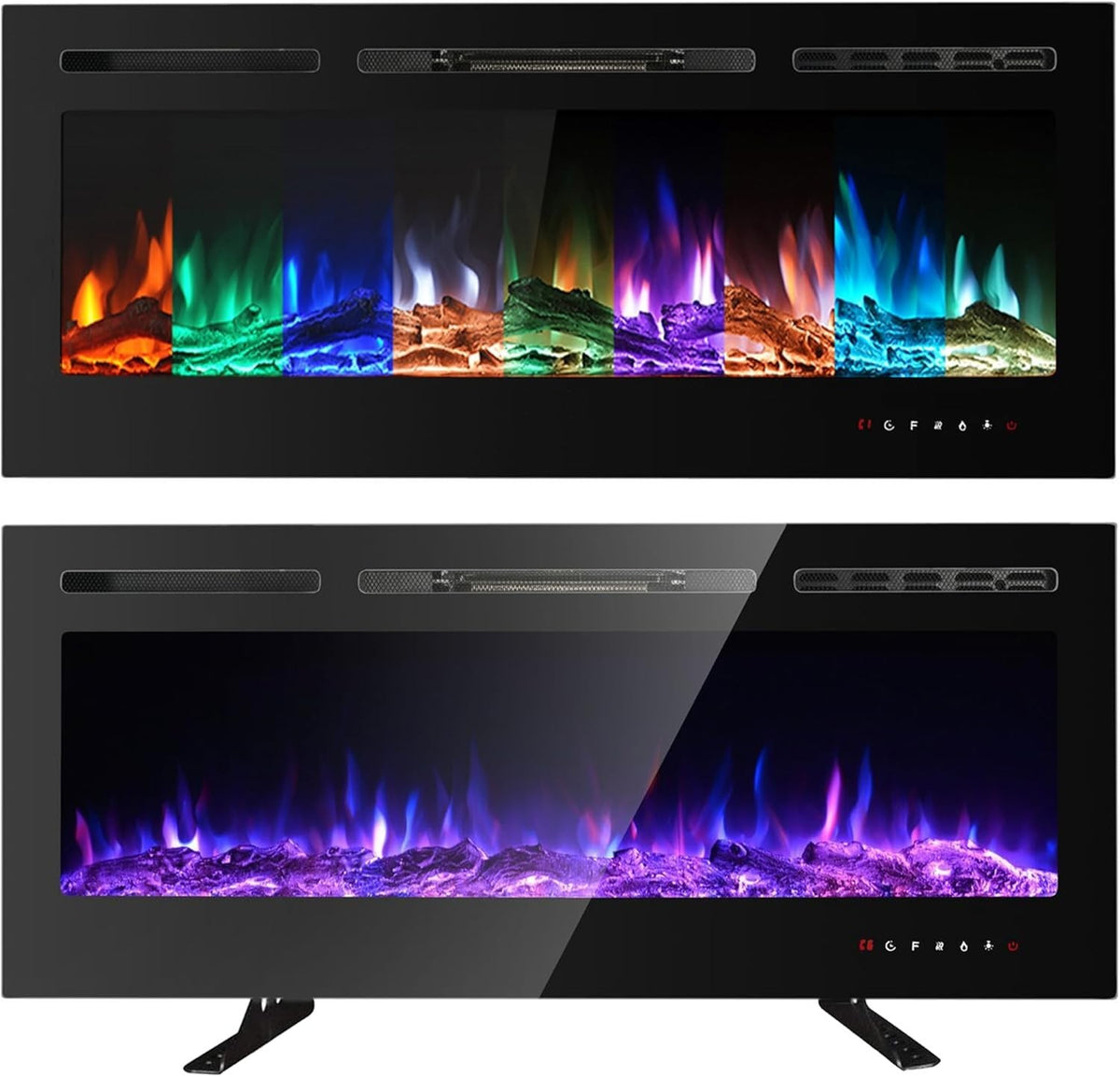 Wall Mounted Electric Fireplace 1800W Touch Remote LED Flame Adjustable
