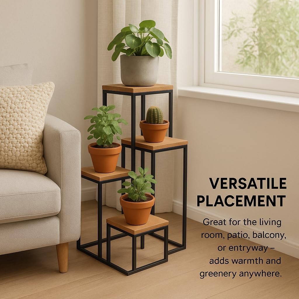 4 Tier Wooden Plant Stand Ladder Shelf Indoor Outdoor Garden Flower Rack