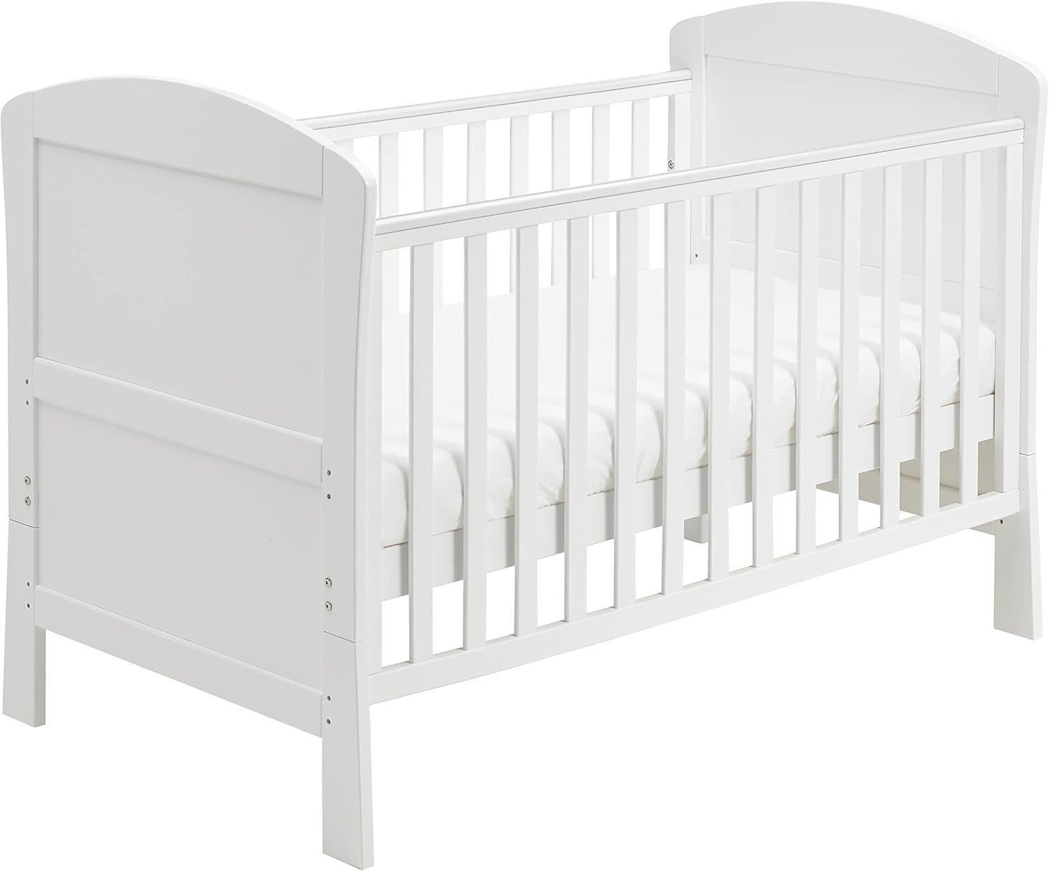 Modern Baby Cot Bed Convertible Toddler Bed Adjustable Height White 2 Count