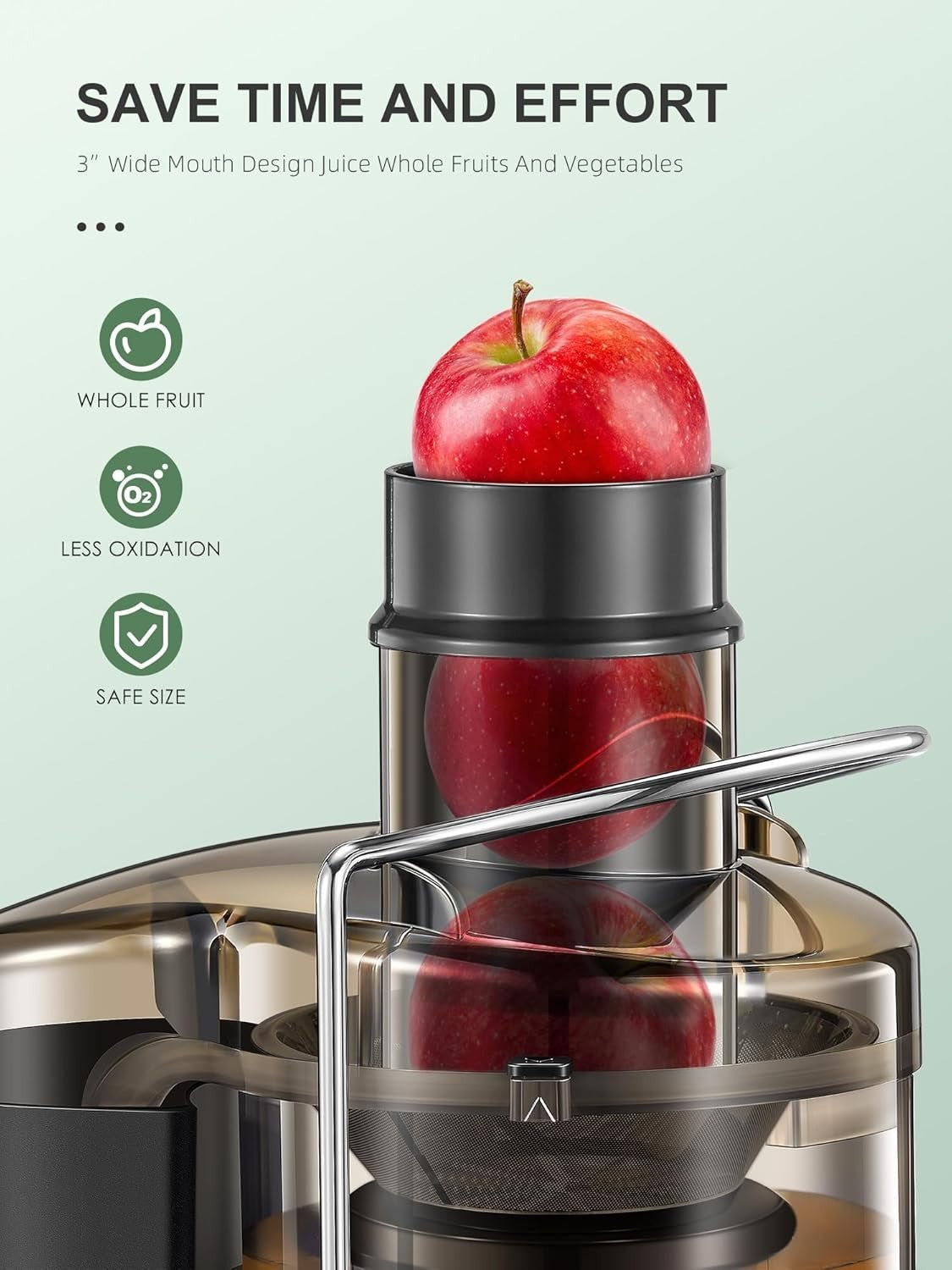 500W Centrifugal Juicer 3in Wide Mouth Dual Speed Stainless Steel