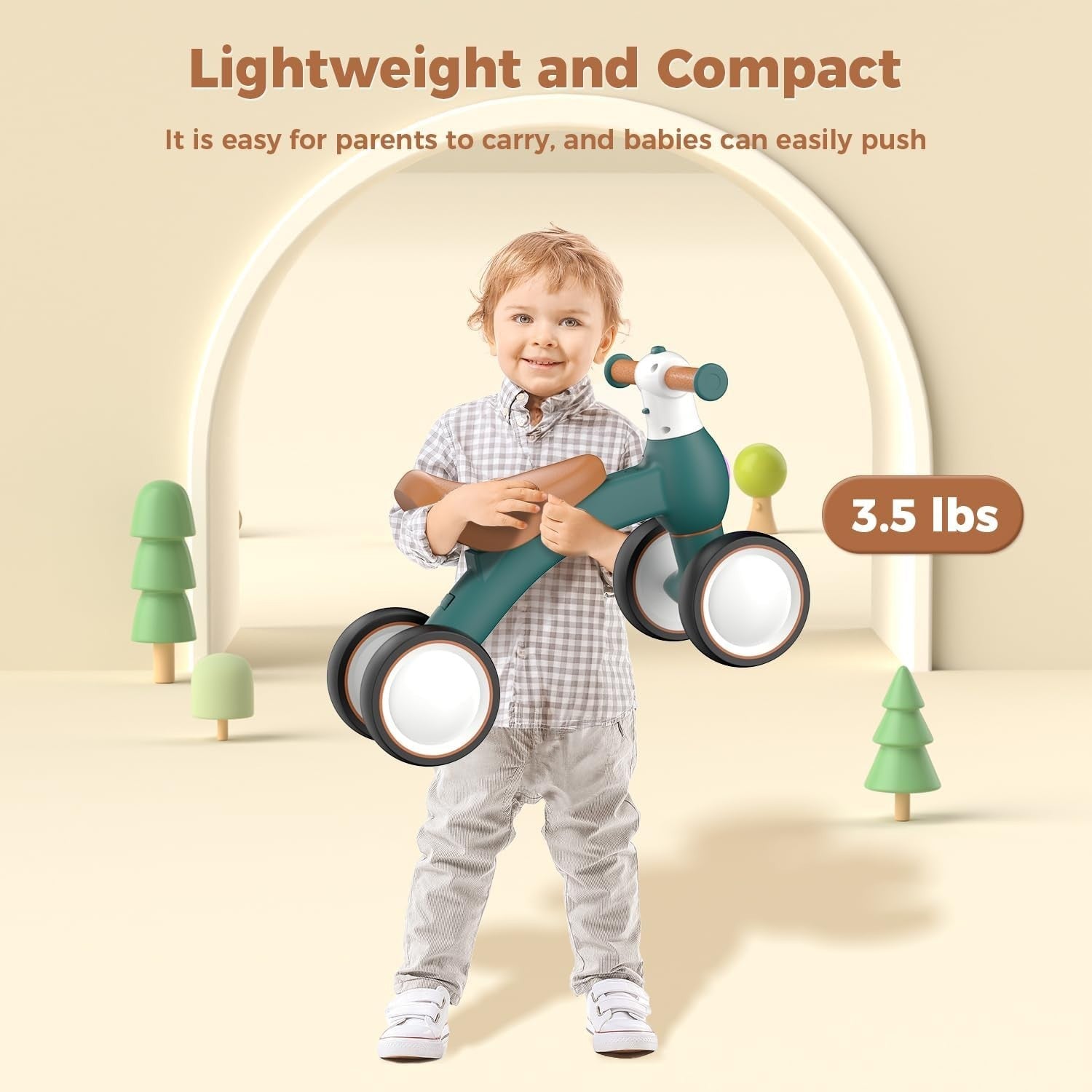 Baby Balance Bike 1 Year Old Ride On Toy LED Lights Toddler Walker