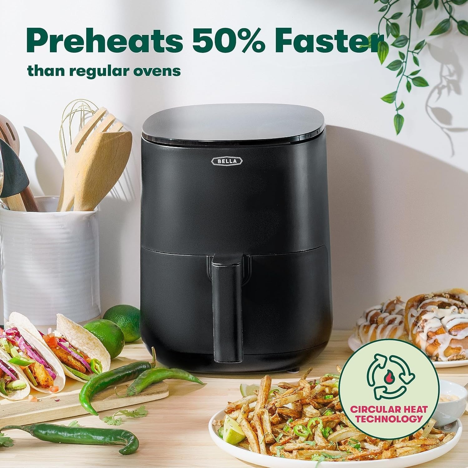 Compact Air Fryer 2.7L | Touchscreen Healthy Cooking 5-in-1 Easy Clean Black