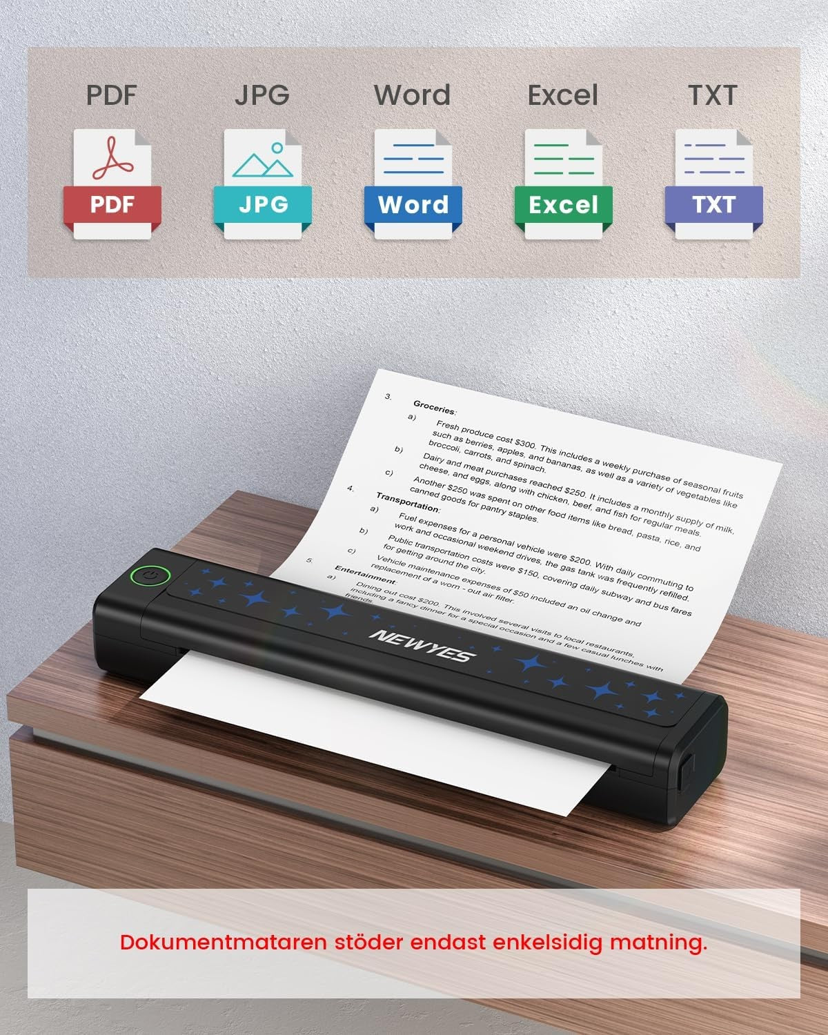 A4 Portable Thermal Printer Inkless Bluetooth for iOS Android