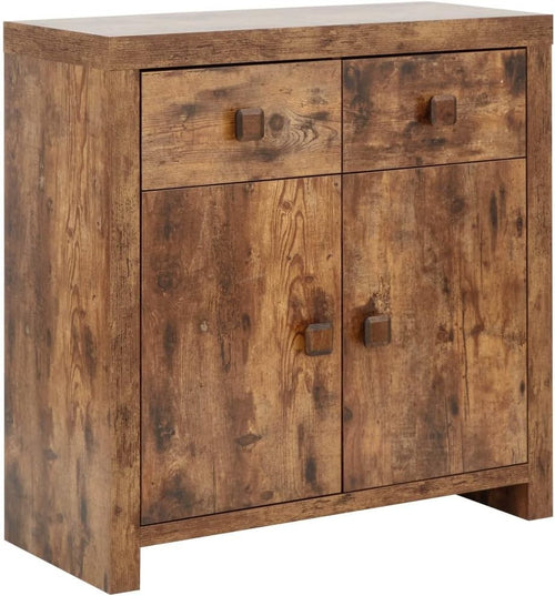 Rustic Mango Wood Sideboard 2 Door 2 Drawer Cabinet Storage Unit 80cm