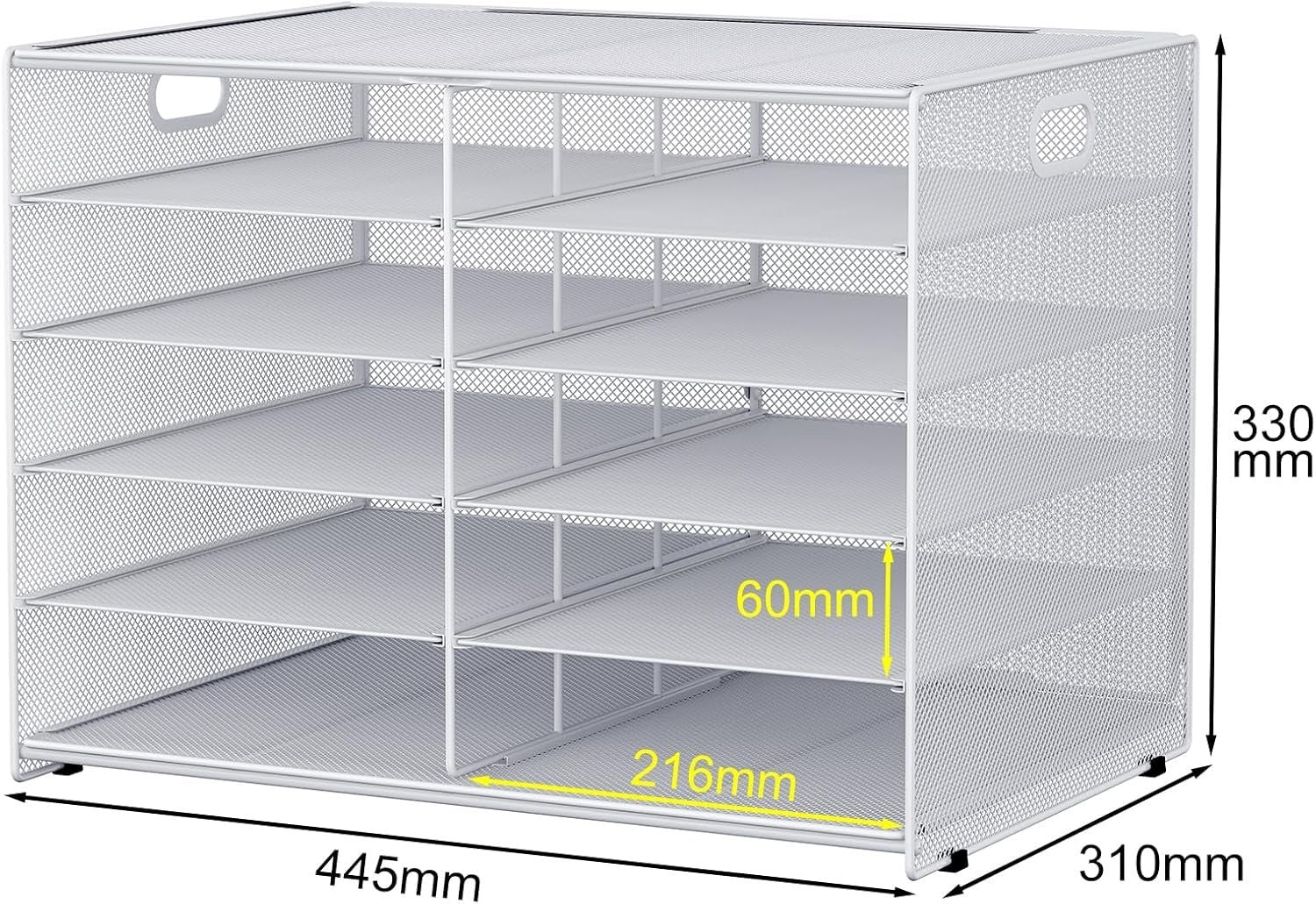 5-Tier Desktop Mesh Filing Tray 10 Compartments A4 Paper Organiser White