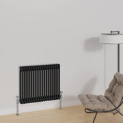 Horizontal Cast Iron Radiator 600x830mm Double Panel Black Heating
