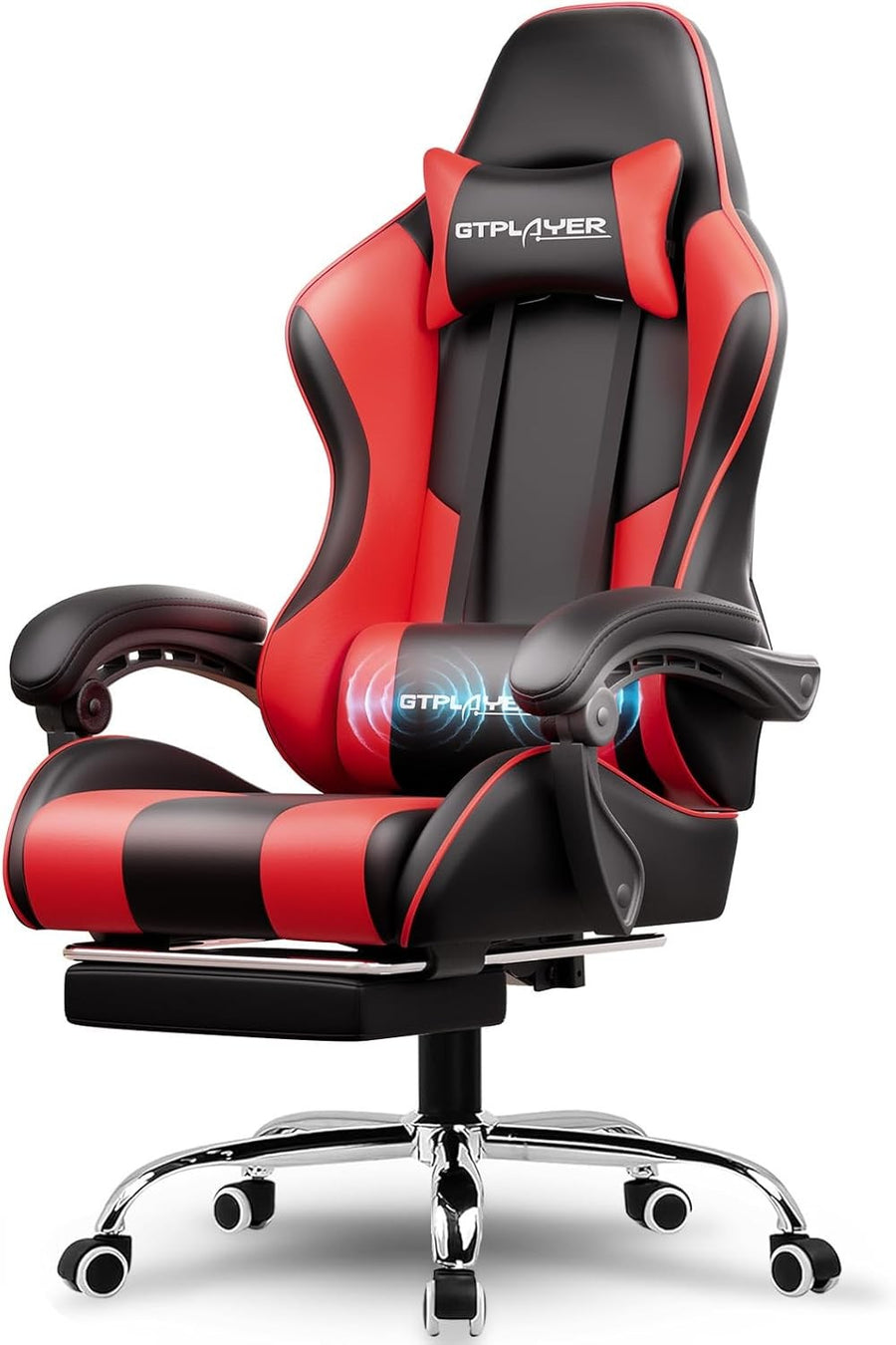 Ergonomic Gaming Chair with Footrest Massage Reclining Red PC Seat