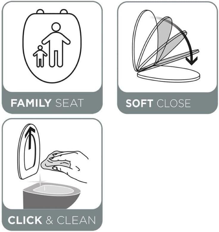 Family Toilet Seat Soft Close 2-in-1 Child Seat Quick Release UF Top Fix Oval