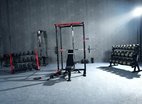 Multi-Gym Power Rack Black & Red with Pull Up Bar & Cable System