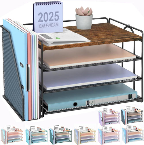 4-Tier Desk Organizer with Magazine Holder | File & Paper Storage Rack