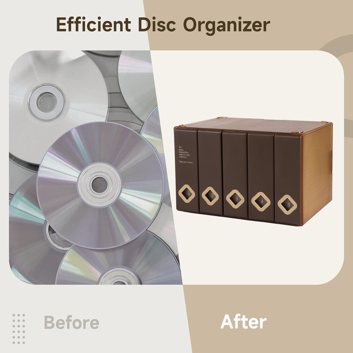 120 Disc CD DVD Storage Case Stackable Plastic Organizer Box Coffee