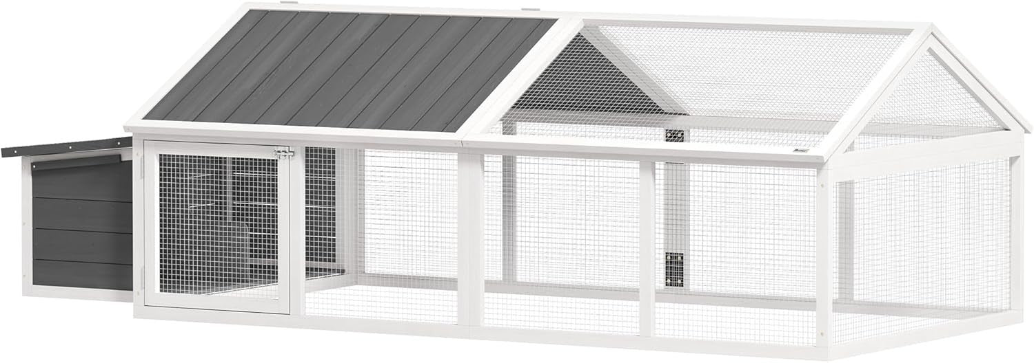 Extra Long Garden Chicken Run Wooden Coop Open Top Nest Box 4–8 Birds