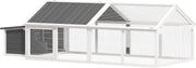 Extra Long Garden Chicken Run Wooden Coop Open Top Nest Box 4–8 Birds