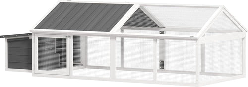 Extra Long Garden Chicken Run Wooden Coop Open Top Nest Box 4–8 Birds