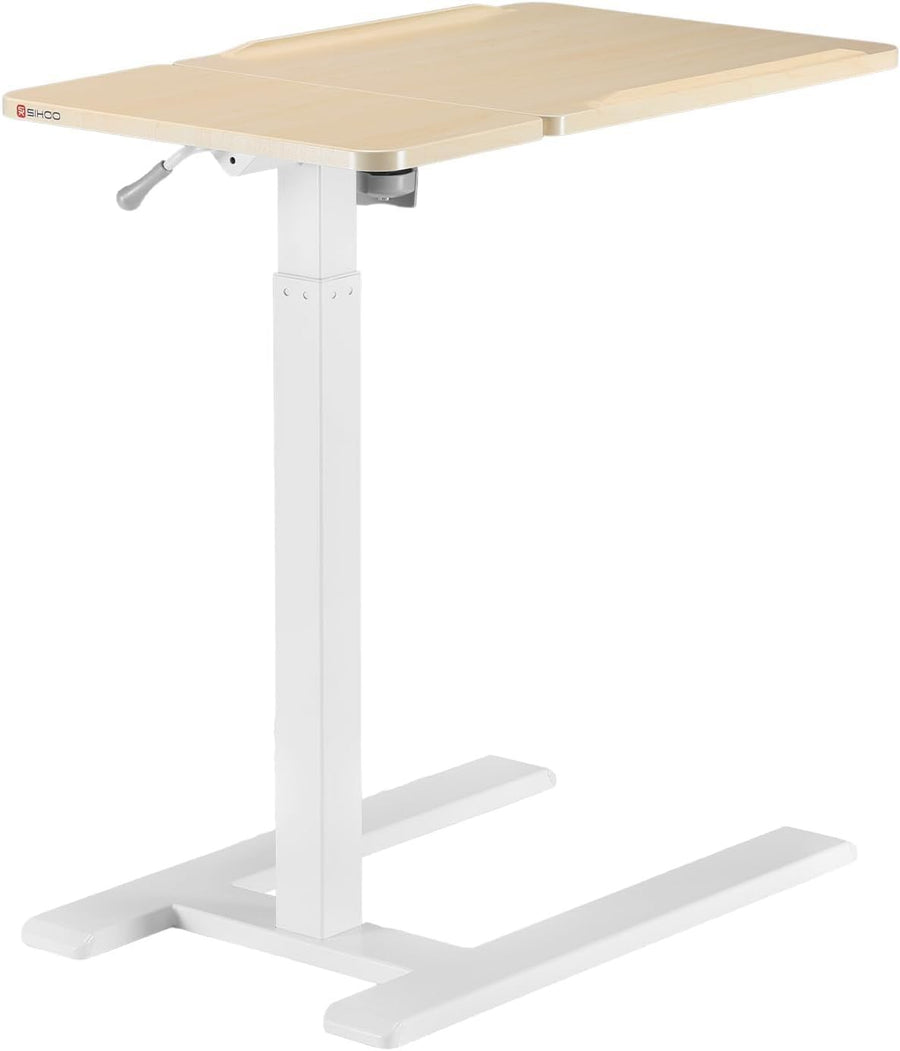 Overbed Table Height & Tilt Adjustable Laptop Desk with Wheels for Bed Sofa